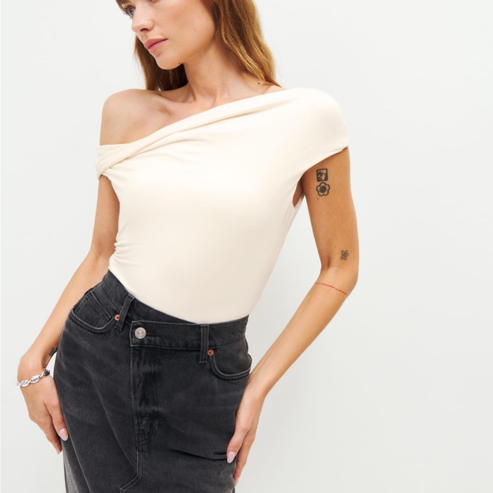 Reformation Cello Knit Top Medium NWT Cream